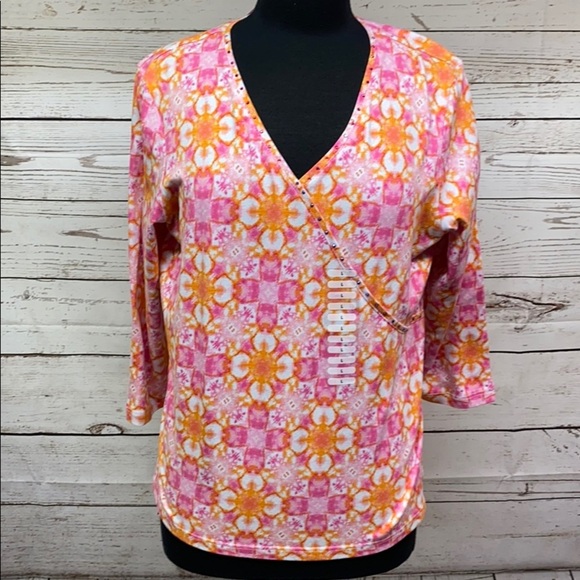 Floral Rhinestone Neck Knit Blouse - Picture 3 of 5